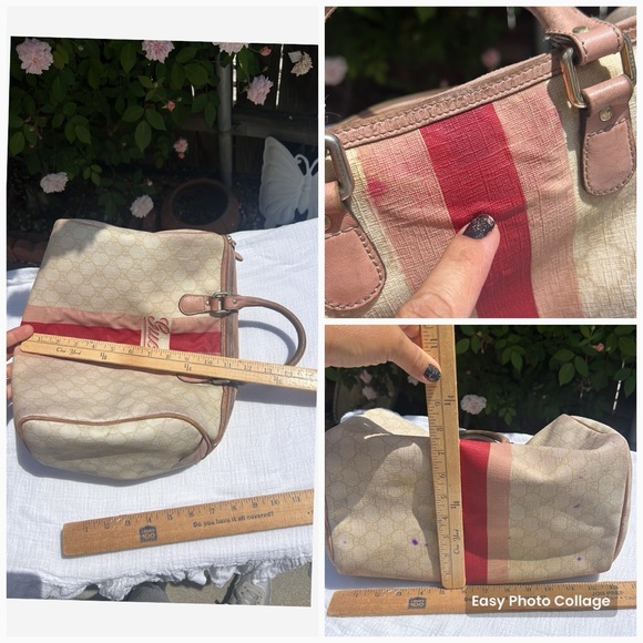 Gucci Script Web Boston Bag GG Coated Canvas.❤️ - Picture 11 of 17